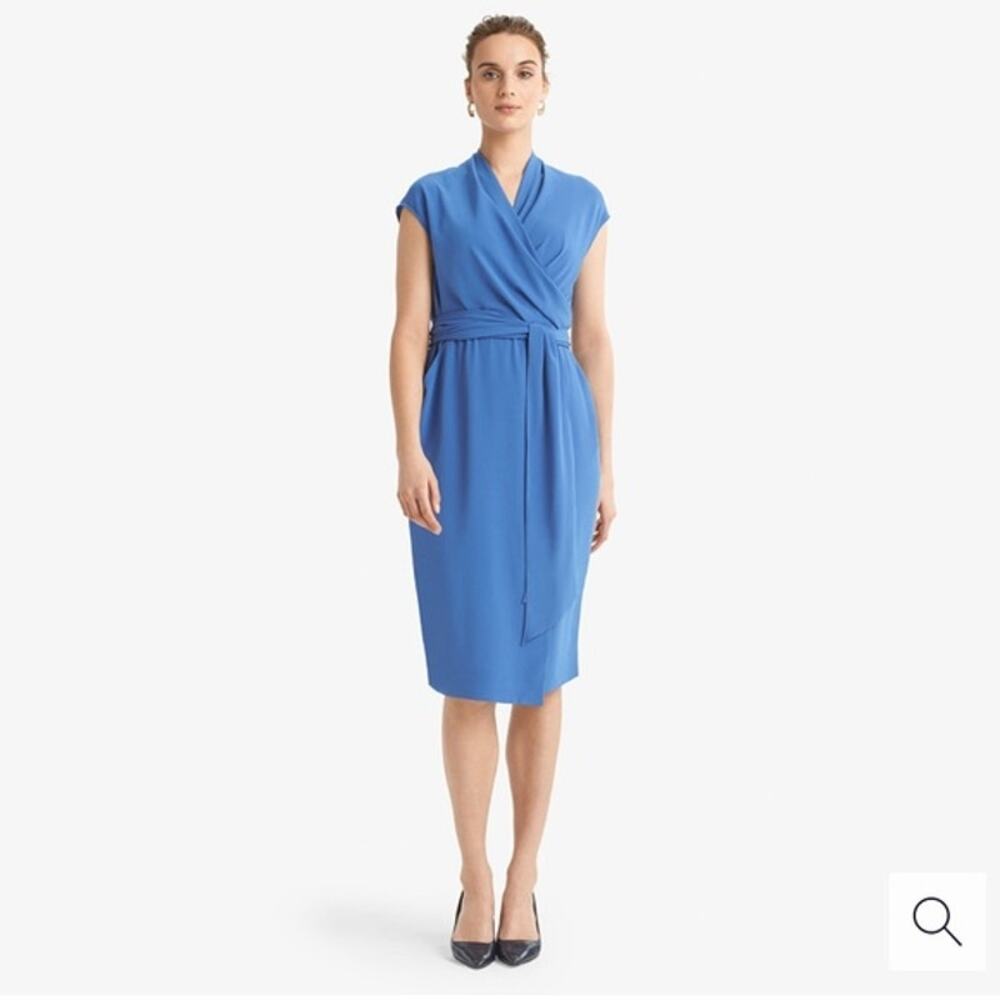 MM. Lafleur Women's Hailey Soft Wave Cerulean Blue Wrap Dress Size 16 NWT